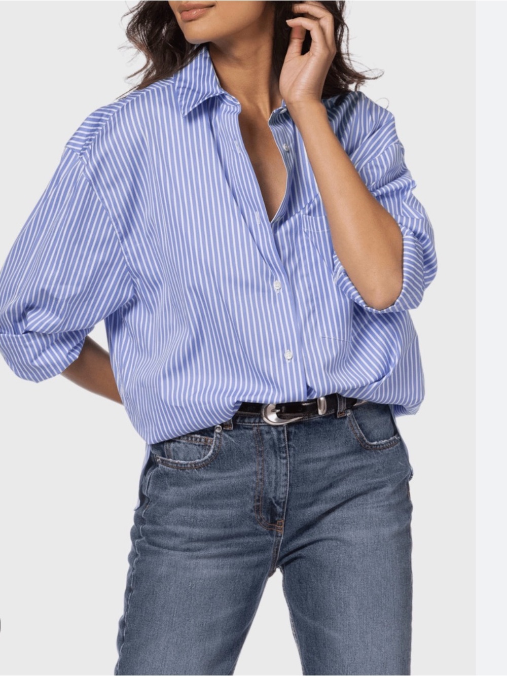 IRO Blue White Stripe Button-Down Shirt